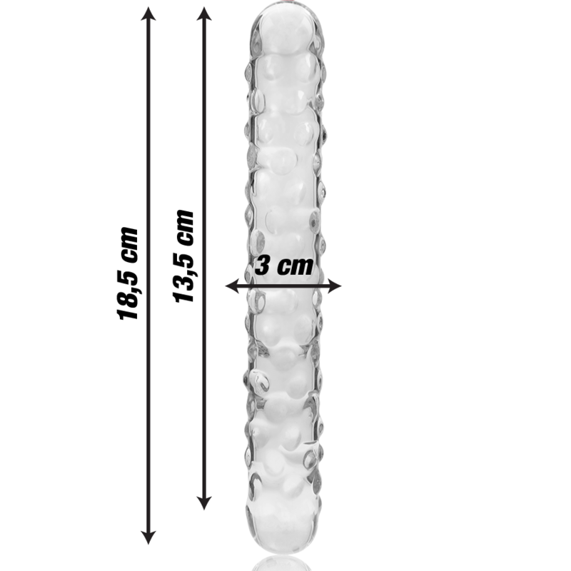 NEBULA SERIES BY IBIZA - MODEL 15 TRANSPARENT BOROSILICATE GLASS DILDO 18.5 CM -O- 3 CM