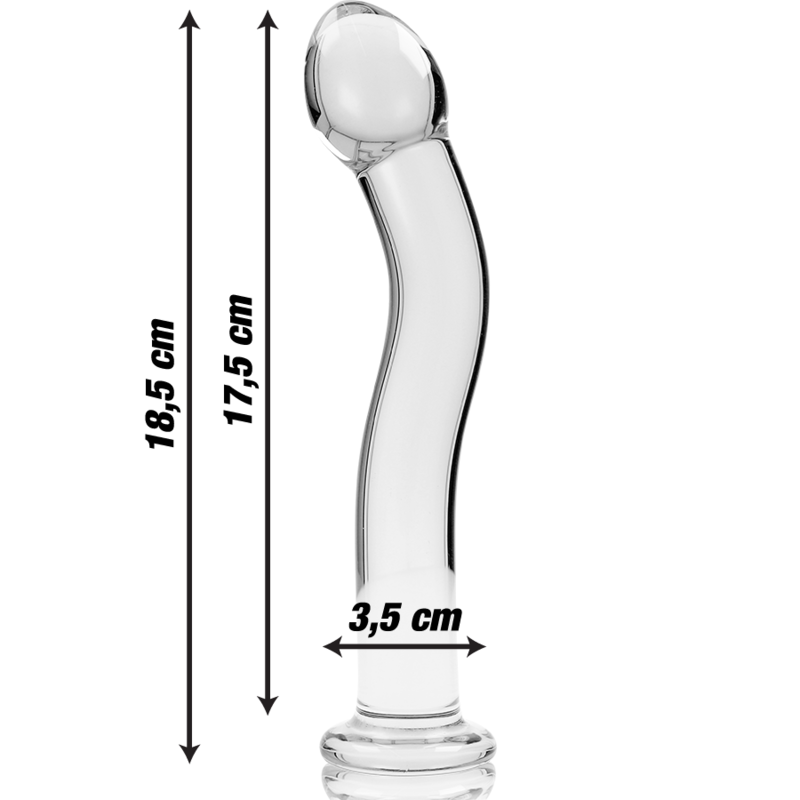 NEBULA BY IBIZA SERIES - MODEL 18 TRANSPARENT BOROSILICATE GLASS DILDO 18.5 CM -O- 3.5 CM