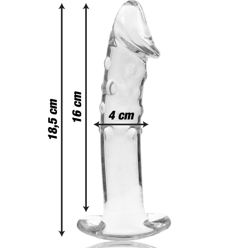 NEBULA SERIES BY IBIZA - MODEL 19 TRANSPARENT BOROSILICATE GLASS DILDO 18.5 CM -O- 4 CM