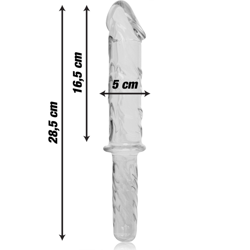 SERIE NEBULA DE IBIZA - MODELO 24 DILDO DE CRISTAL BOROSILICATO TRANSPARENTE 28,5 CM -O- 5 CM