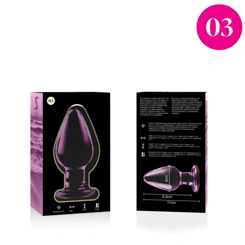 NEBULA SERIES BY IBIZA - MODEL 3 ANAL PLUG TRANSPARENT BOROSILICATE GLASS 11 CM -O- 5 CM