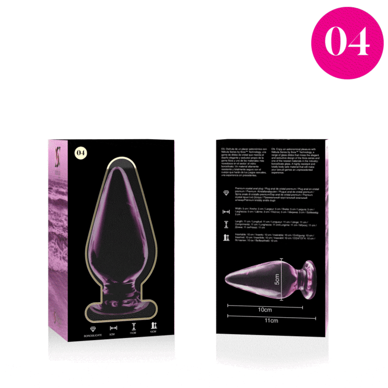 NEBULA SERIES BY IBIZA - MODEL 4 ANAL PLUG TRANSPARENT BOROSILICATE GLASS 11 CM -O- 5 CM