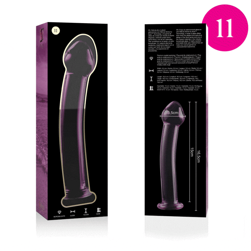 NEBULA SERIES BY IBIZA - MODEL 11 TRANSPARENT BOROSILICATE GLASS DILDO 16 CM -O- 3 CM