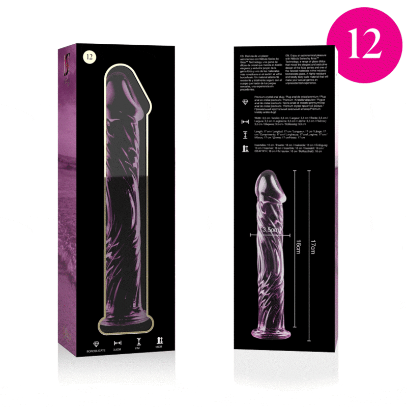NEBULA SERIES BY IBIZA - MODEL 12 TRANSPARENT BOROSILICATE GLASS DILDO 17 CM -O- 3.5 CM