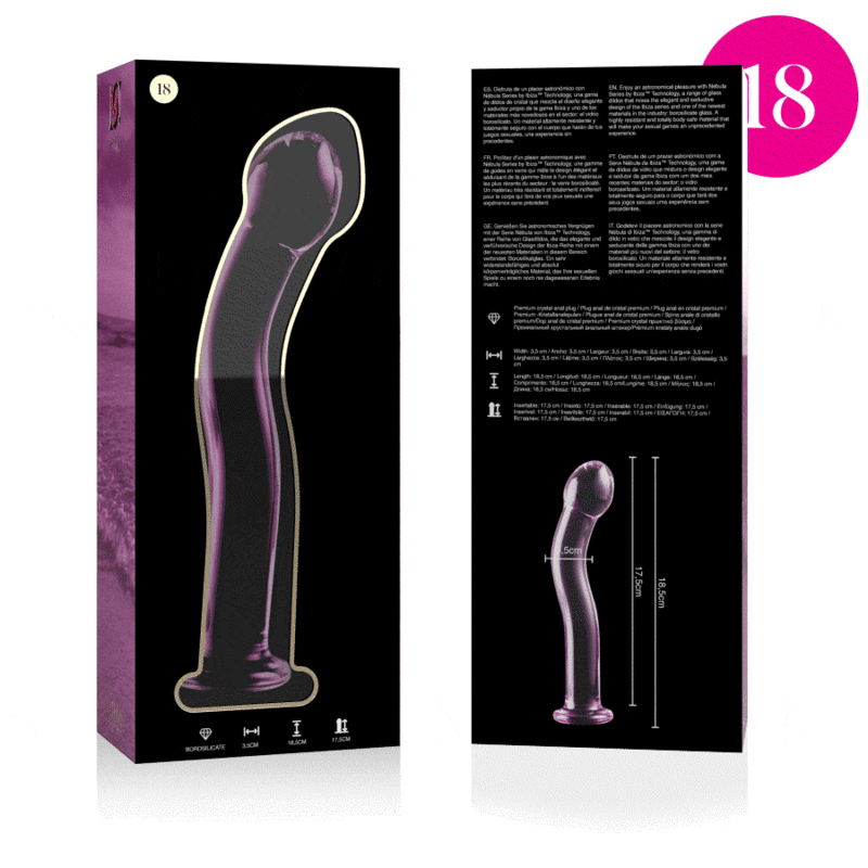 NEBULA BY IBIZA SERIES - MODEL 18 TRANSPARENT BOROSILICATE GLASS DILDO 18.5 CM -O- 3.5 CM