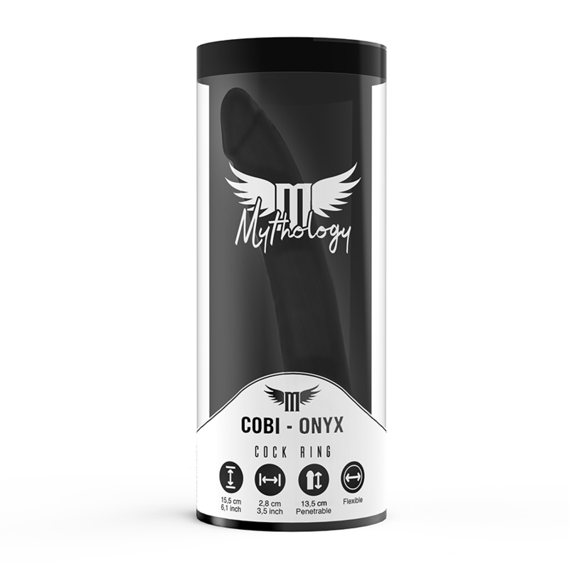 MYTHOLOGY - COBI ONYX ANAL DILDO WITH COCK AND TESTICE RING 13 CM SILICONE