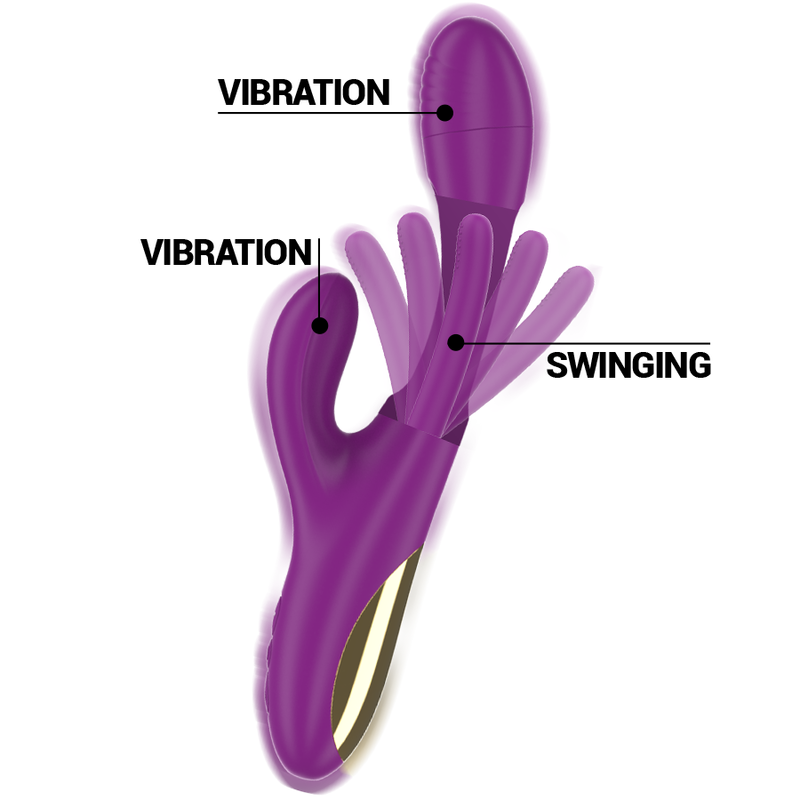 INTENSE - APOLO RECHARGEABLE MULTIFUNCTION VIBRATOR 7 VIBRATIONS WITH PURPLE OSCILLATING TONGUE