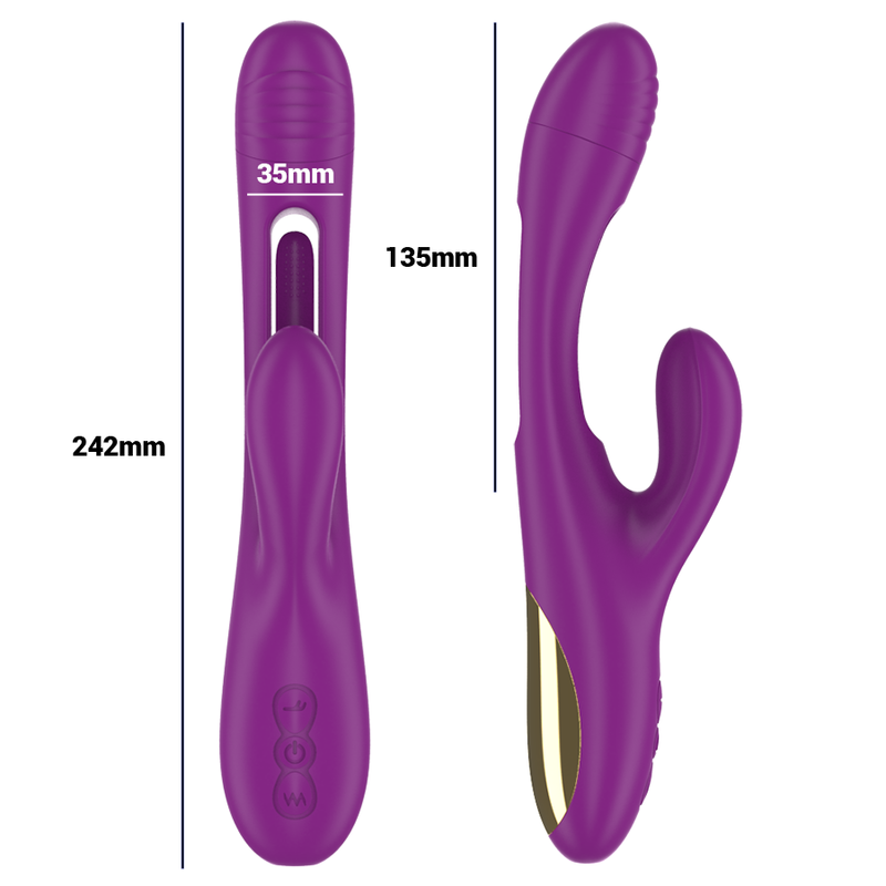 INTENSE - APOLO RECHARGEABLE MULTIFUNCTION VIBRATOR 7 VIBRATIONS WITH PURPLE OSCILLATING TONGUE