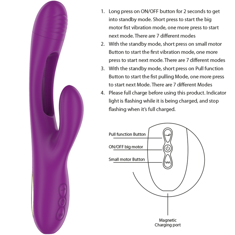 INTENSE - APOLO RECHARGEABLE MULTIFUNCTION VIBRATOR 7 VIBRATIONS WITH PURPLE OSCILLATING TONGUE