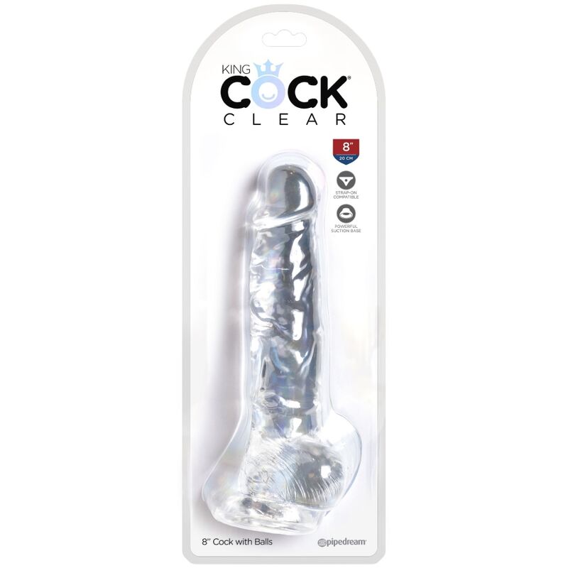KING COCK - PENE REALISTA CLARO CON BOLAS TRANSPARENTES DE 16,5 CM