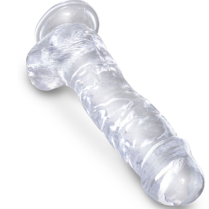 KING COCK - PENE REALISTA CLARO CON BOLAS TRANSPARENTES DE 16,5 CM