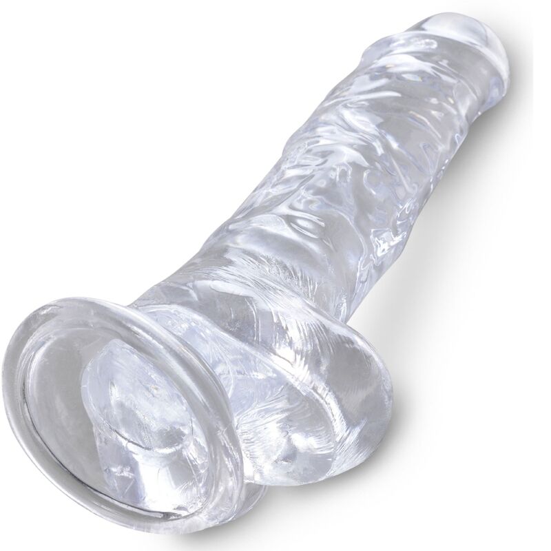 KING COCK - PENE REALISTA CLARO CON BOLAS TRANSPARENTES DE 16,5 CM