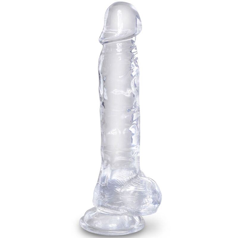 KING COCK - PENE REALISTA CLARO CON BOLAS TRANSPARENTES DE 16,5 CM
