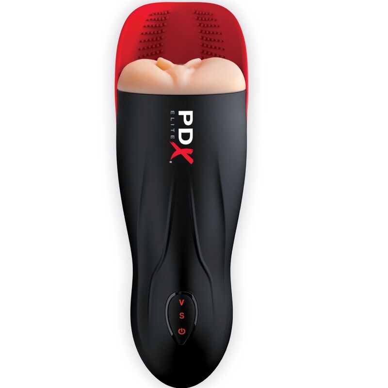 PDX ELITE - STROKER FUCK-O-MATIC VIBRADOR DE PENE Y TESTICULOS CON DOBLE VAGINA