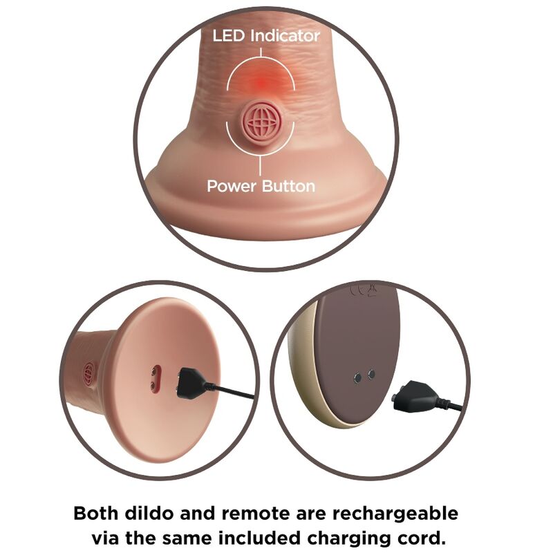 KING COCK - ELITE REALISTIC DILDO VIBRATOR AND SILICONE REMOTE CONTROL 23 CM