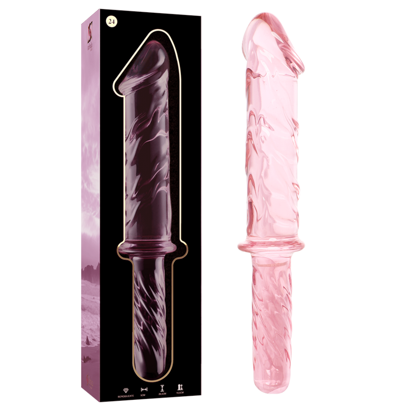 SERIE NEBULA DE IBIZA - MODELO 24 DILDO DE CRISTAL BOROSILICATO TRANSPARENTE 28,5 CM -O- 5 CM