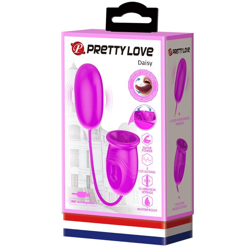 PRETTY LOVE - DAISY DUAL EGG PURPLE RECHARGEABLE VIBRATOR