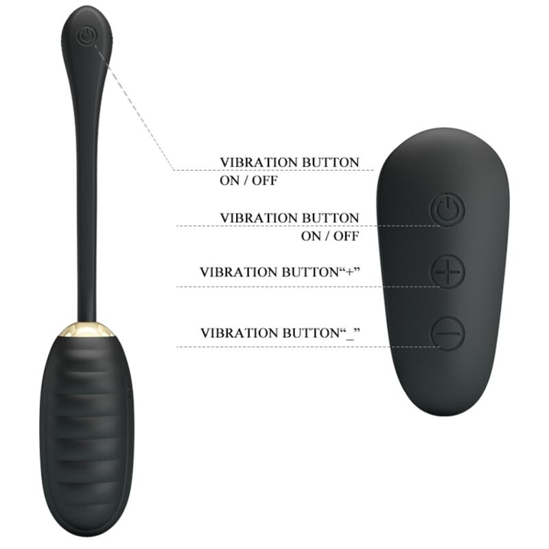 PRETTY LOVE - DOREEN LUXURY RECHARGEABLE EGG VIBRATOR BLACK REMOTE CONTROL