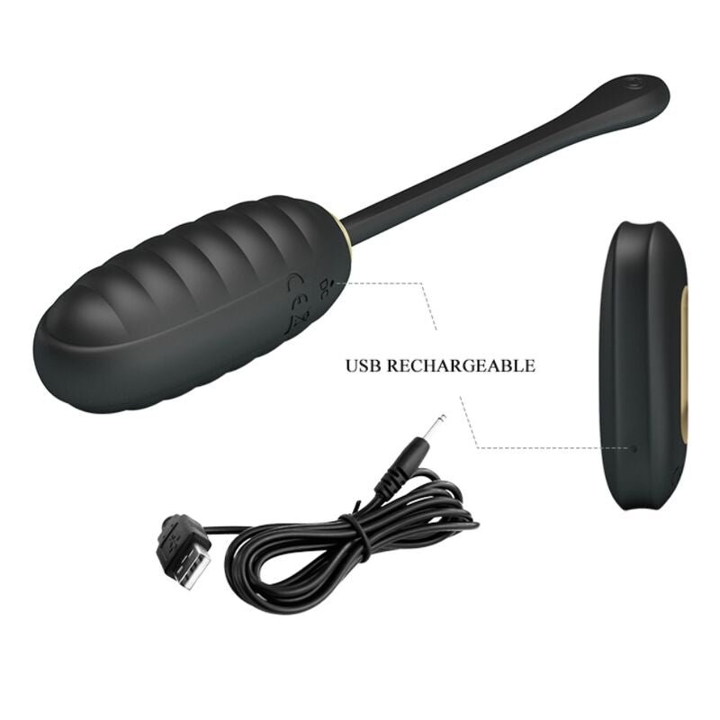 PRETTY LOVE - DOREEN LUXURY RECHARGEABLE EGG VIBRATOR BLACK REMOTE CONTROL