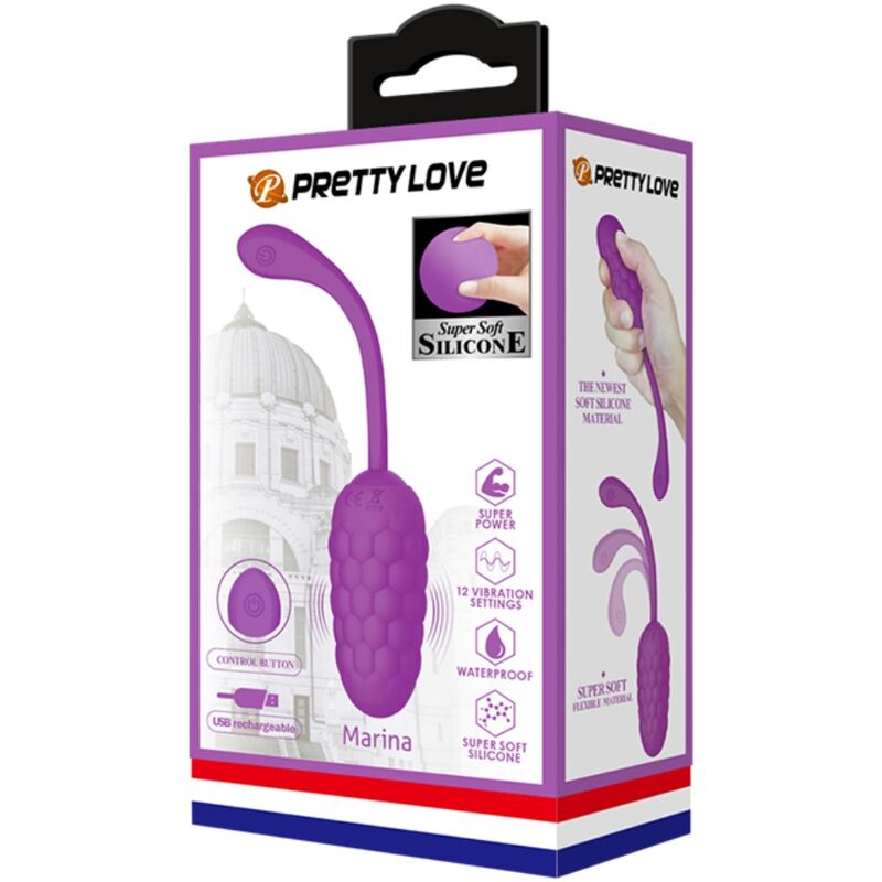 PRETTY LOVE - VIBRATING EGG WITH MARINE TEXTURE RECHARGEABLE PURPLE