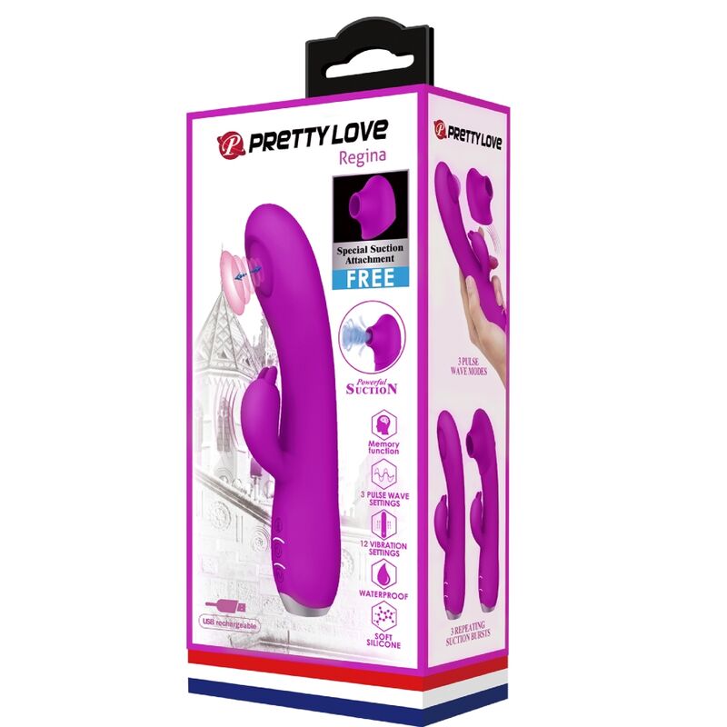 PRETTY LOVE - RECHARGEABLE SUCKER VIBRATOR REGINA PURPLE