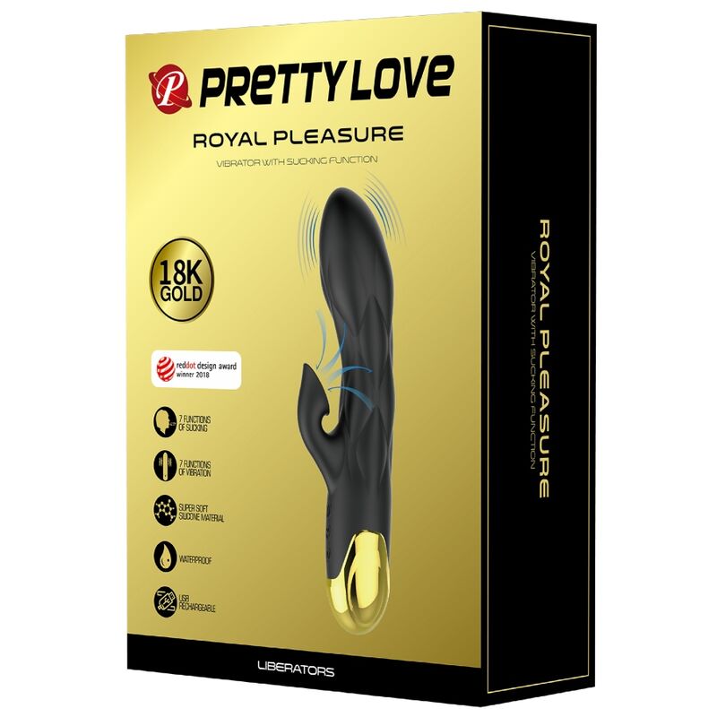 PRETTY LOVE - GOLD PLATED LUXURY VIBRATOR RECHARGEABLE BLACK