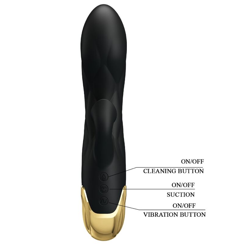 PRETTY LOVE - GOLD PLATED LUXURY VIBRATOR RECHARGEABLE BLACK