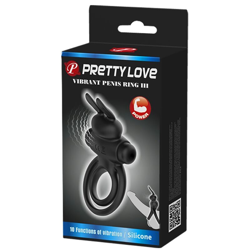 PRETTY LOVE - VIBRATOR III RABBIT RING FOR PENIS BLACK