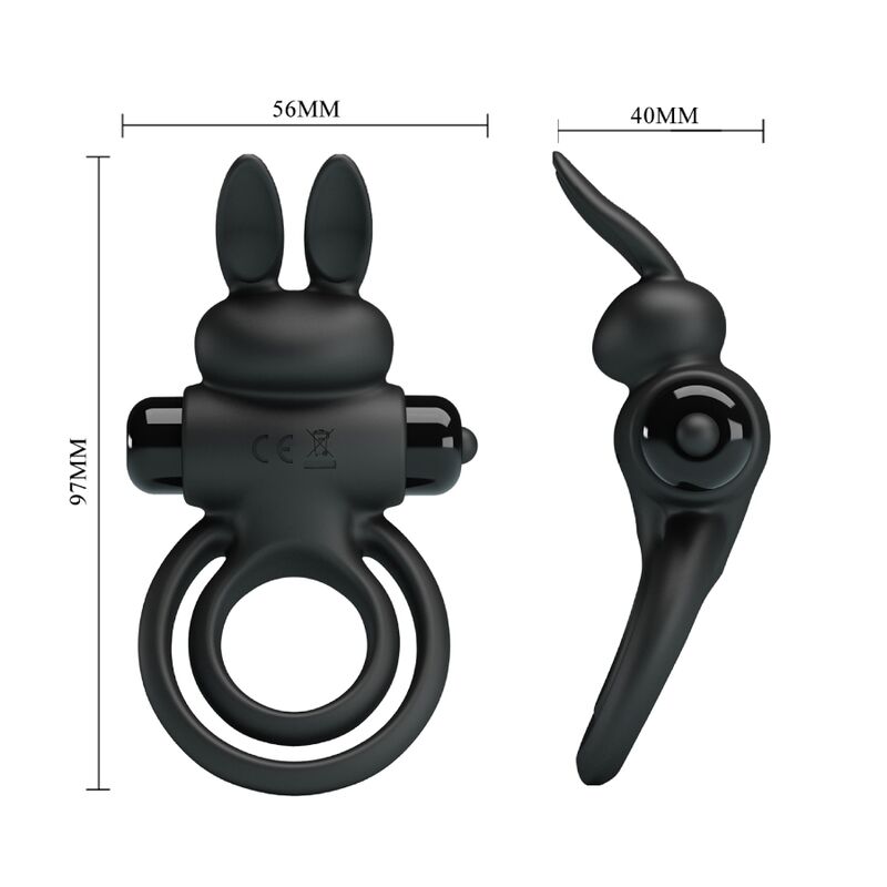 PRETTY LOVE - VIBRATOR III RABBIT RING FOR PENIS BLACK