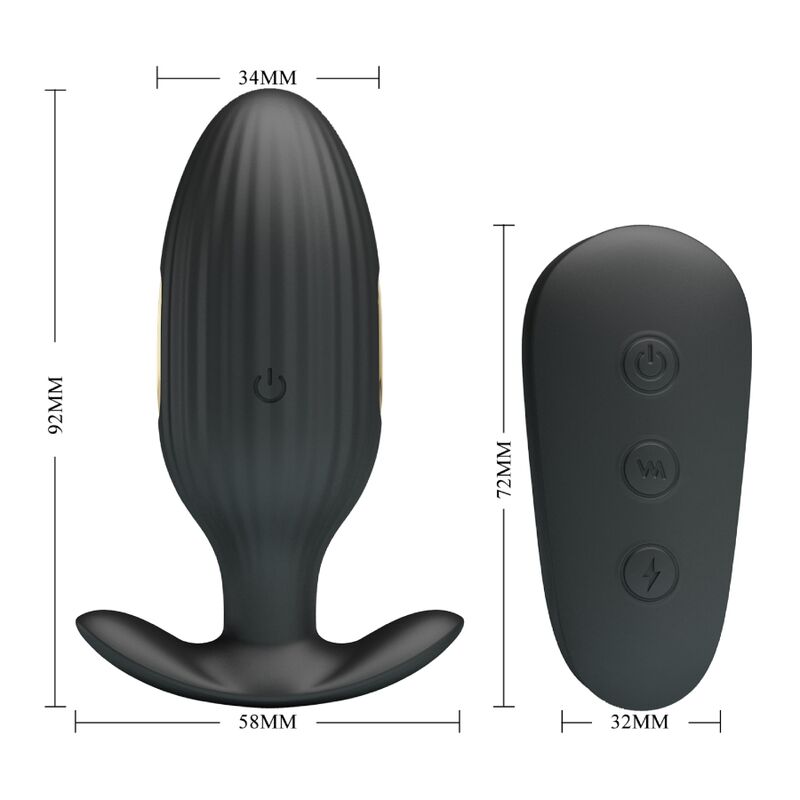 PRETTY LOVE - RECHARGEABLE ANAL KELLY PLUG VIBRATOR BLACK