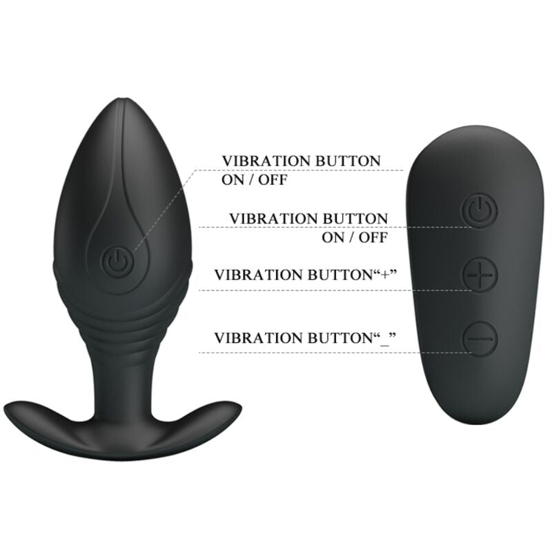 PRETTY LOVE - VIBRADOR ANAL PLUG RECARGABLE REGINA NEGRO