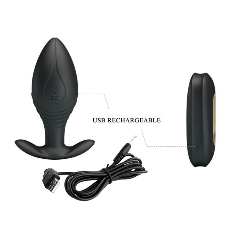 PRETTY LOVE - VIBRADOR ANAL PLUG RECARGABLE REGINA NEGRO