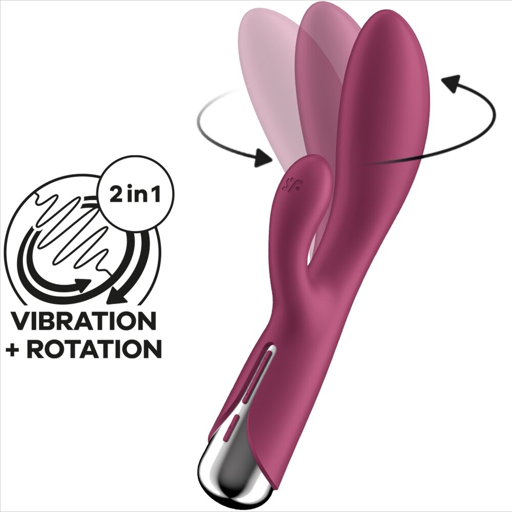 SATISFYER - ROTARY RABBIT 1 CLITORIS AND G-SPOT STIMULATION RED