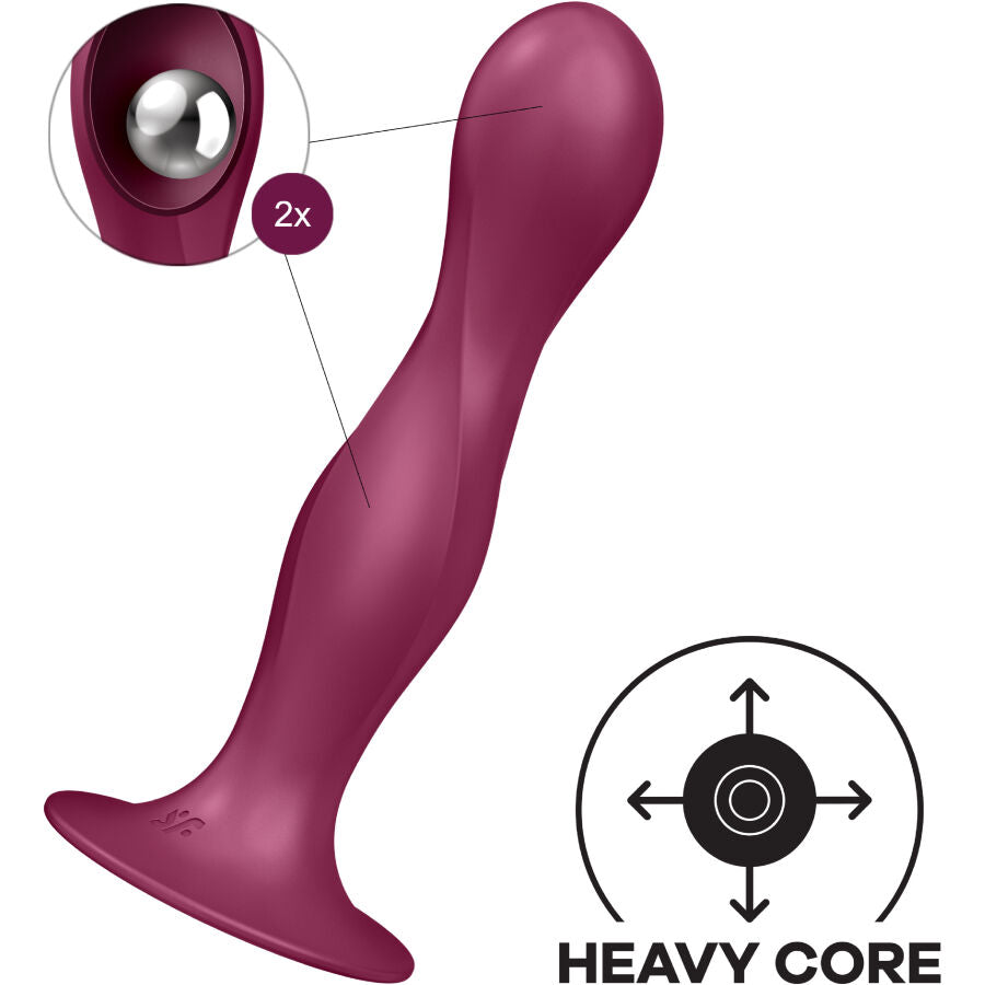 SATISFYER - BALL-R GARNET DOUBLE SILICONE DILDO