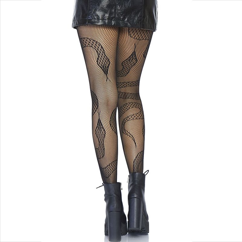 LEG AVENUE - BLACK NET SNAKES SOCKS