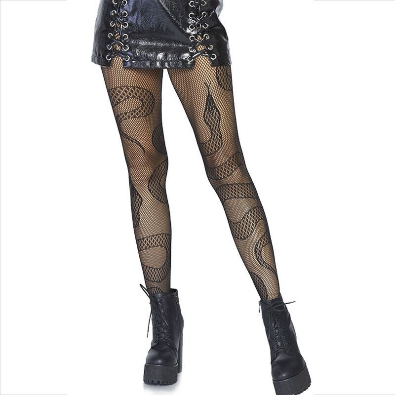 LEG AVENUE - BLACK NET SNAKES SOCKS