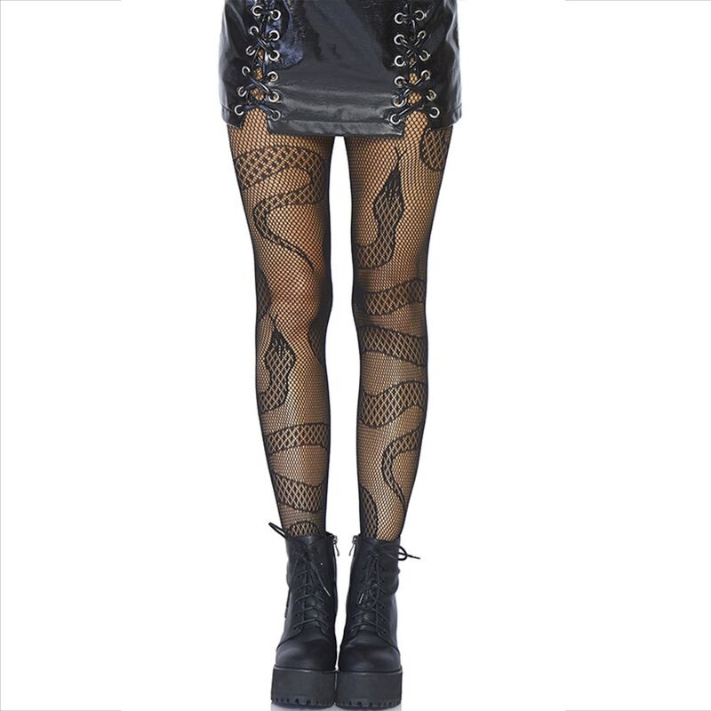 LEG AVENUE - BLACK NET SNAKES SOCKS