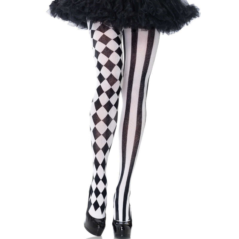 LEG AVENUE - BLACK/WHITE HARLEQUIN PANTS