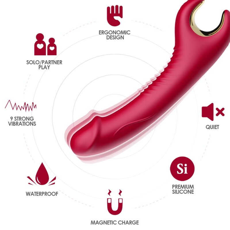 ARMONY - PRINCE DILDO VIBRATOR AND ROTATOR RED