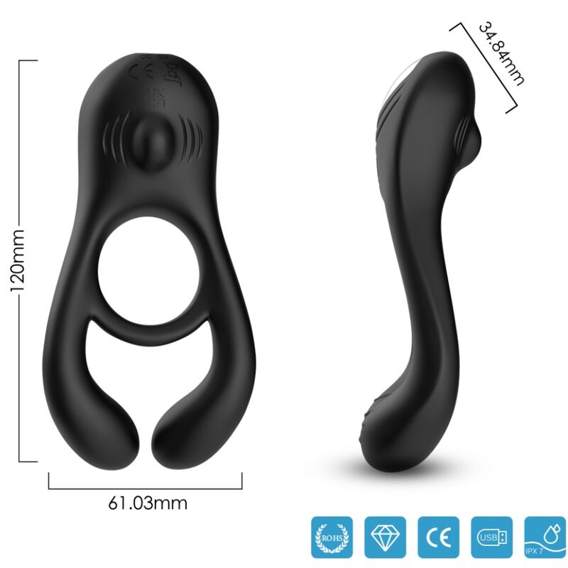 ARMONY - VEYRON DOUBLE VIBRATING RING FOR COUPLES WITH REMOTE CONTROL BLACK