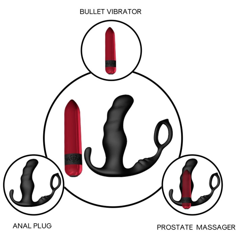 ARMONY - KNIGHT PROSTATE ANAL VIBRATOR AND RING REMOTE CONTROL BLACK