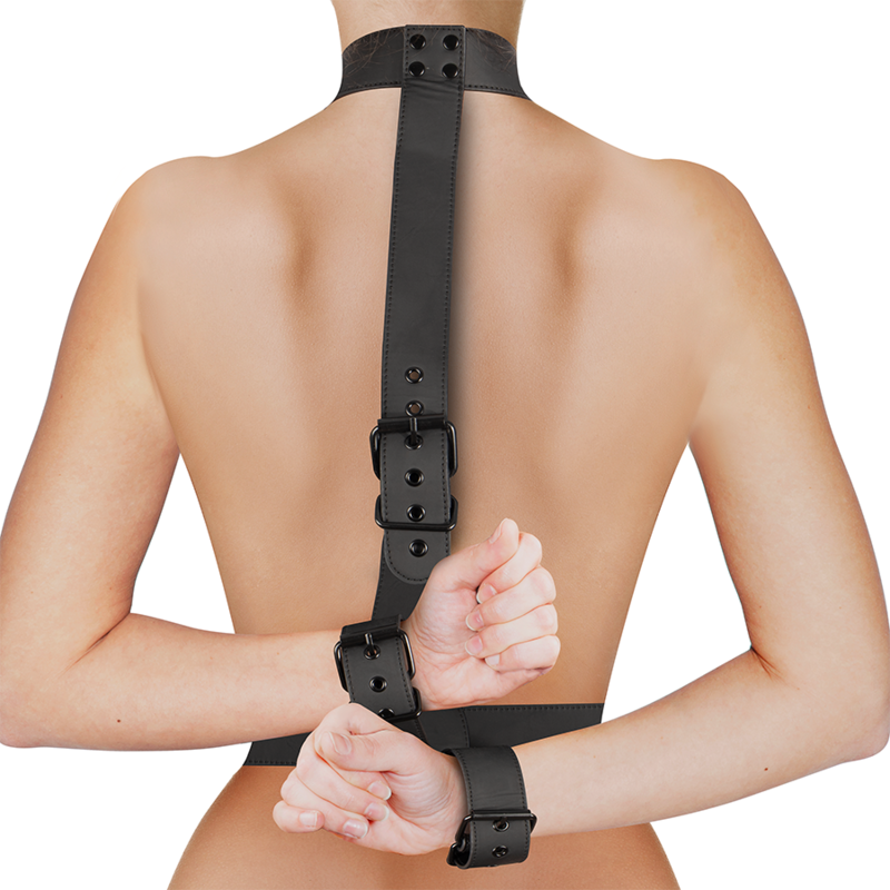 FETISH SUBMISSIVE BONDAGE - COLLAR AND WRIST BODY RESTRAINT SET