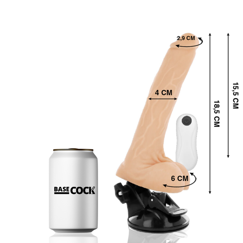 BASECOCK - BLACK REMOTE CONTROL ARTICULABLE VIBRATOR 18.5 CM -O- 4 CM