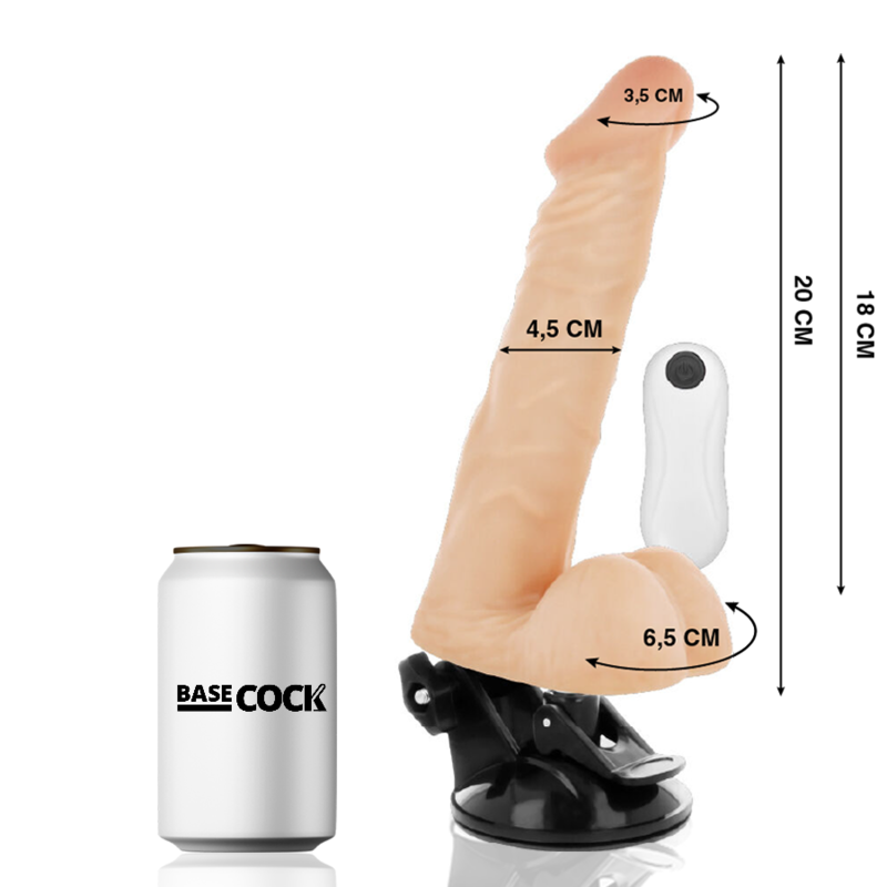 BASECOCK - ARTICULABLE VIBRATOR WITH REMOTE CONTROL NATURAL 20 CM -O- 4.5 CM