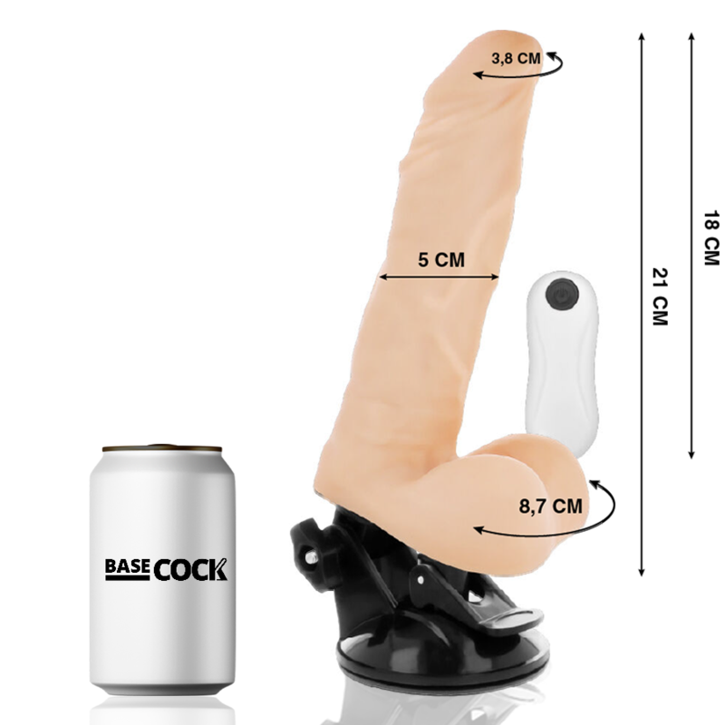 BASECOCK - ARTICULABLE VIBRATOR WITH REMOTE CONTROL NATURAL 21 CM -O- 5 CM