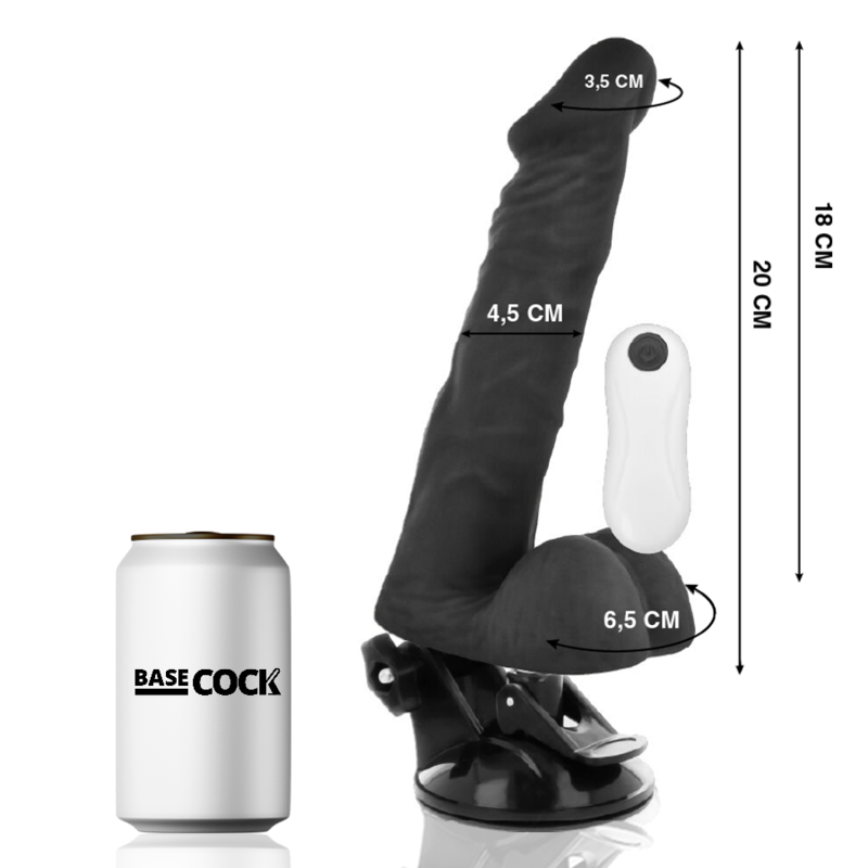 BASECOCK - ARTICULABLE VIBRATOR WITH REMOTE CONTROL NATURAL 20 CM -O- 4.5 CM