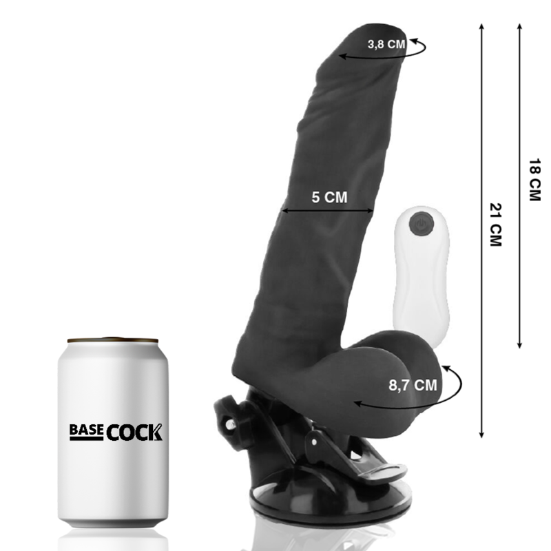 BASECOCK - ARTICULABLE VIBRATOR WITH REMOTE CONTROL NATURAL 21 CM -O- 5 CM