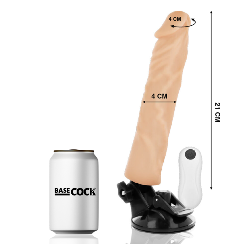 BASECOCK - REALISTIC VIBRATOR WITH REMOTE CONTROL NATURAL 21 CM -O- 4 CM
