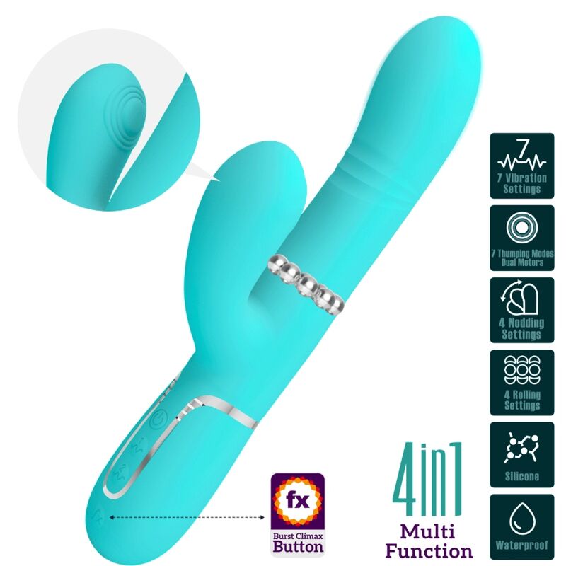 PRETTY LOVE - VIBRADOR MULTIFUNCIÓN PUNTO G VERDE AGUA