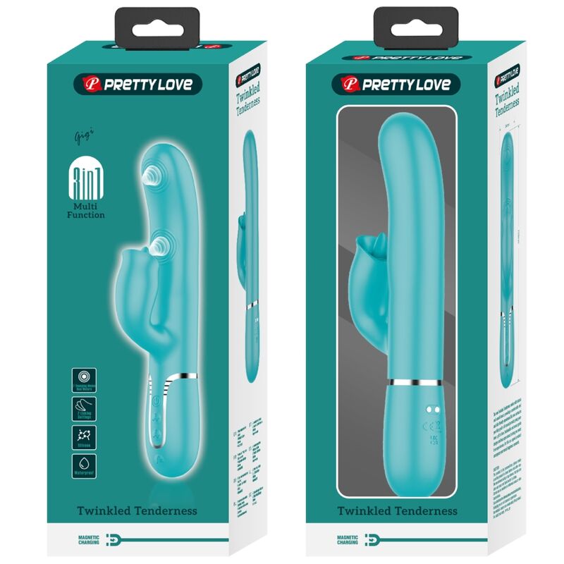 PRETTY LOVE - AQUA GREEN LICK RABBIT VIBRATOR